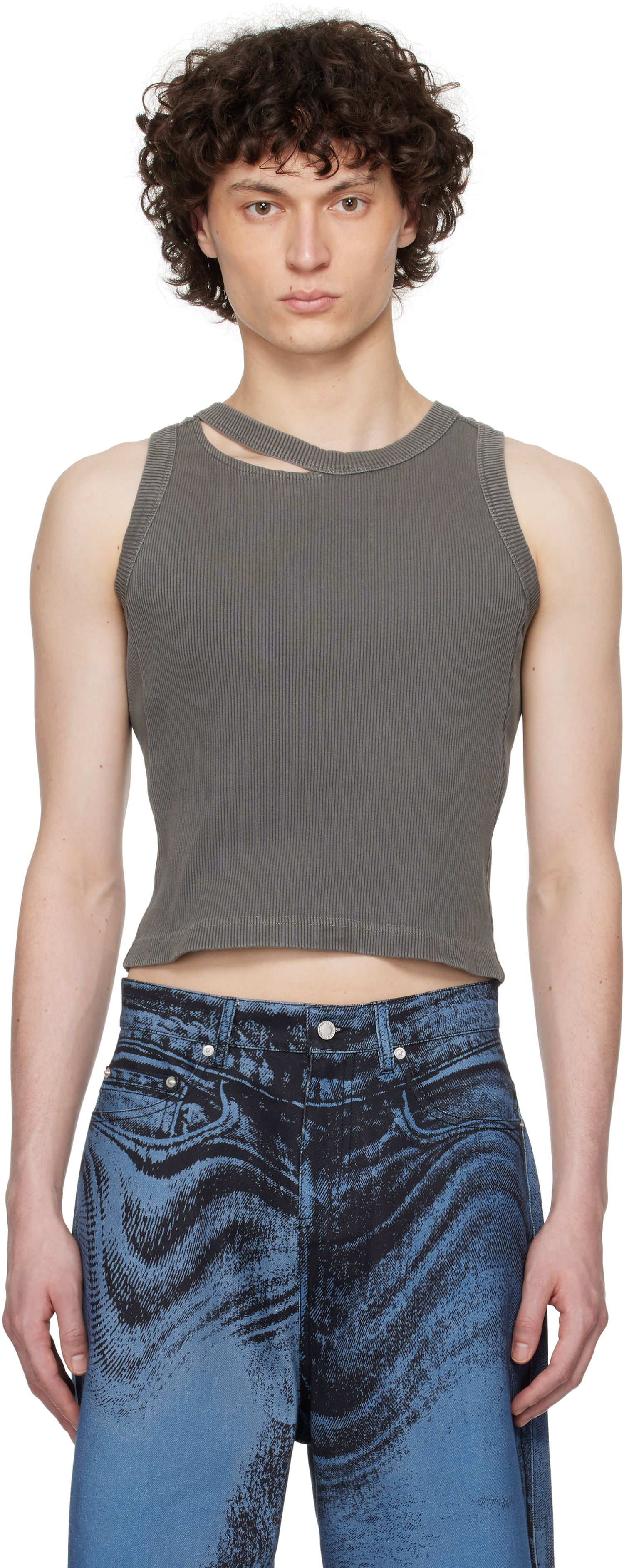 Tanktop Camper Camperlab Ribbed Cutout Tank Top Grå | AU00030-001, 0
