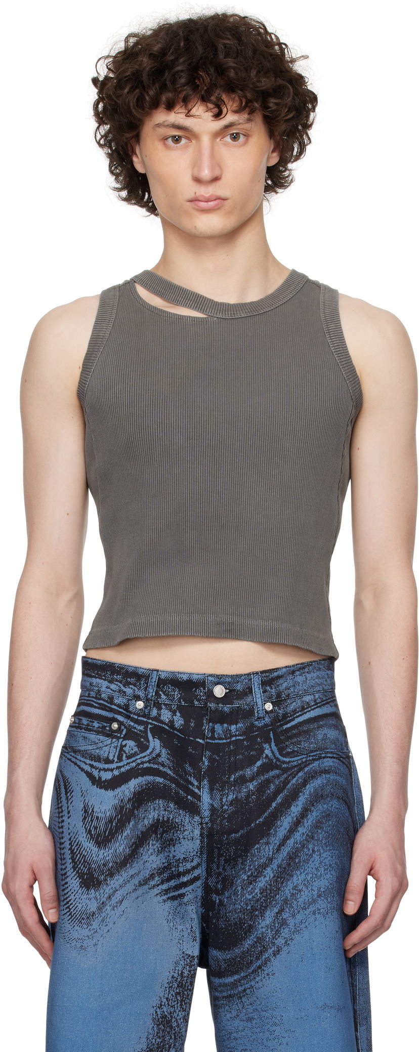 Tanktop Camper Camperlab Ribbed Cutout Tank Top Grå | AU00030-001