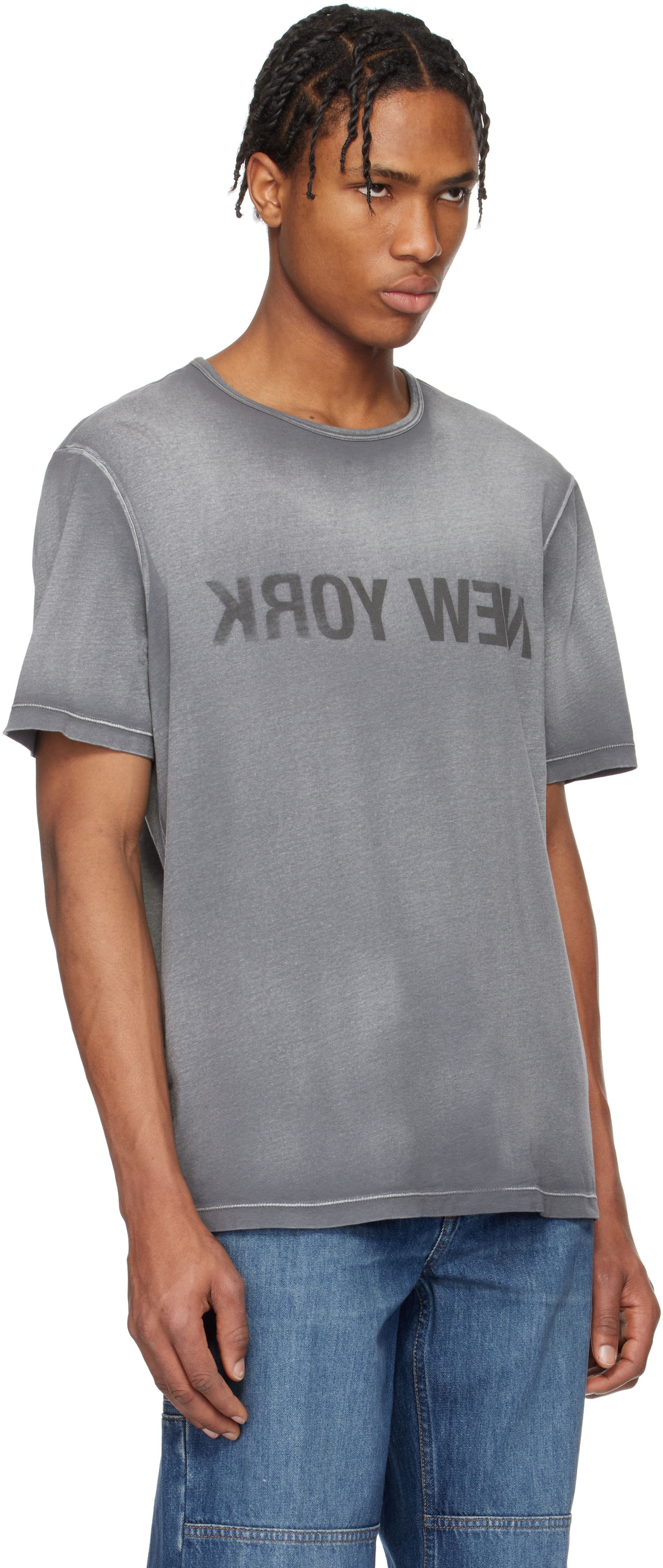 T-shirt Helmut Lang Helmut Lang Garment-Dyed 'New York' Tee Grå | O10HM508, 1