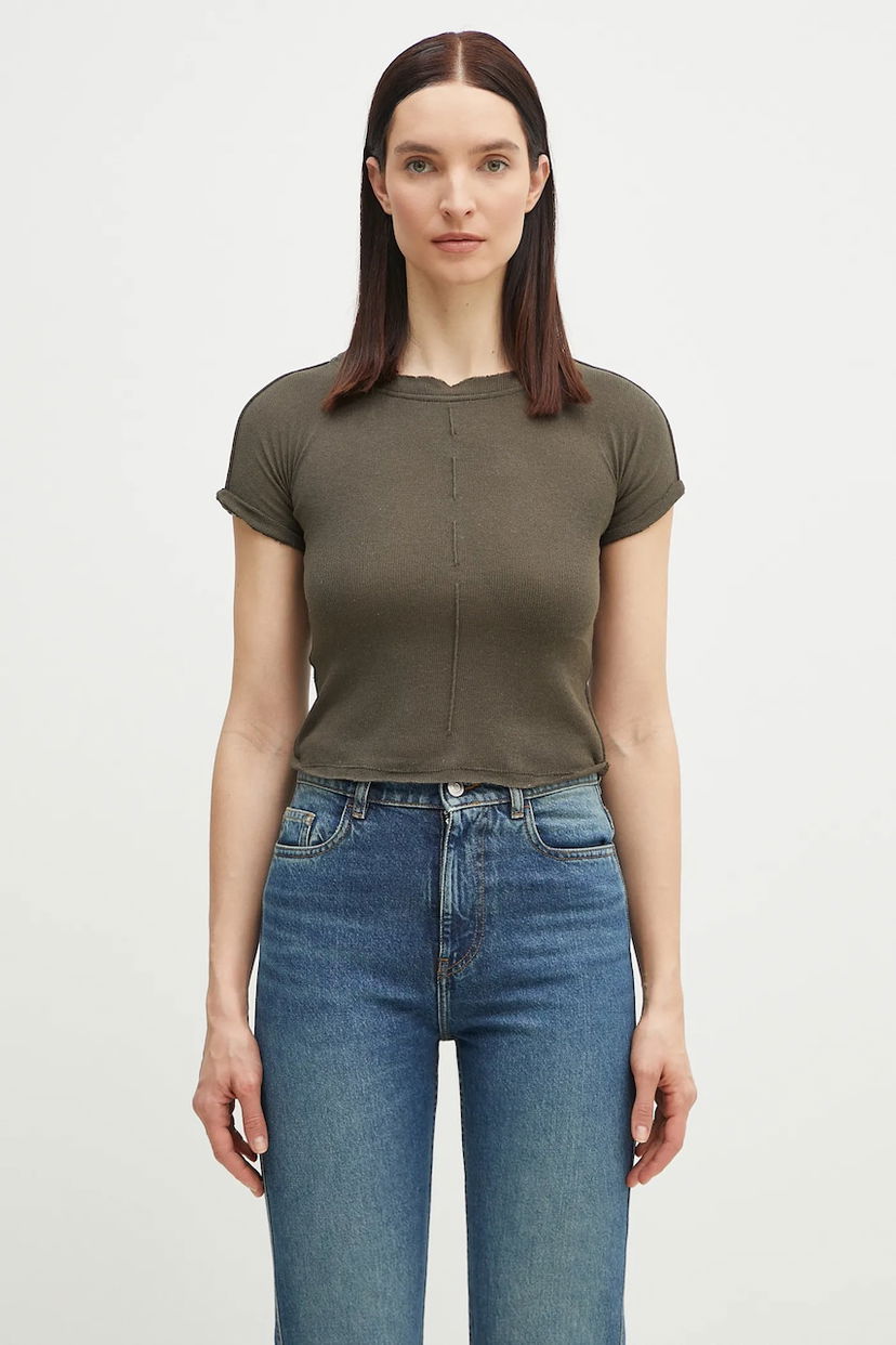Crop top Ottolinger Ottolinger Deconstructed Linen T-Shirt Grøn | 105.101106.01
