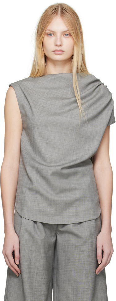 T-shirts og tank tops Loulou de Saison Loulou de Saison Lyra Draped Blouse Grå | LYRA, 0