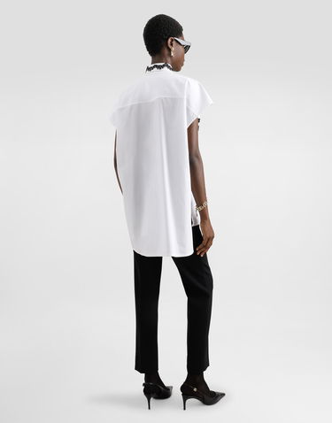 Skjorte Dolce & Gabbana Dolce & Gabbana Oversize Cotton Poplin Shirt with Lace Appliqués Hvid | F5T38TGDCTKW0800, 2