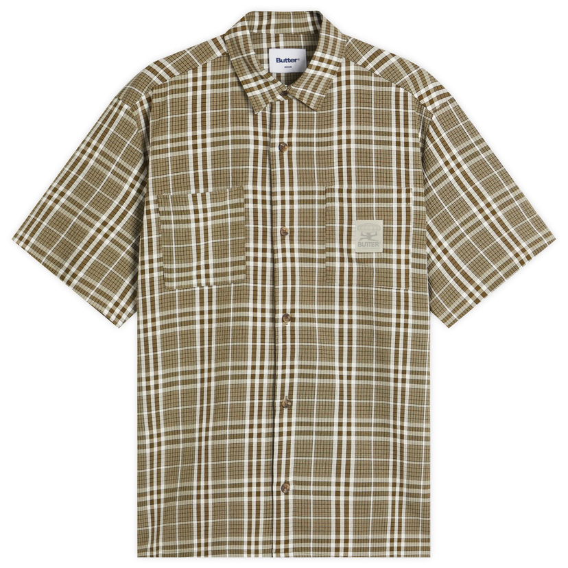 Skjorte Butter Goods Equipment Plaid Shirt, Size Large Brun | BG252408-GRN