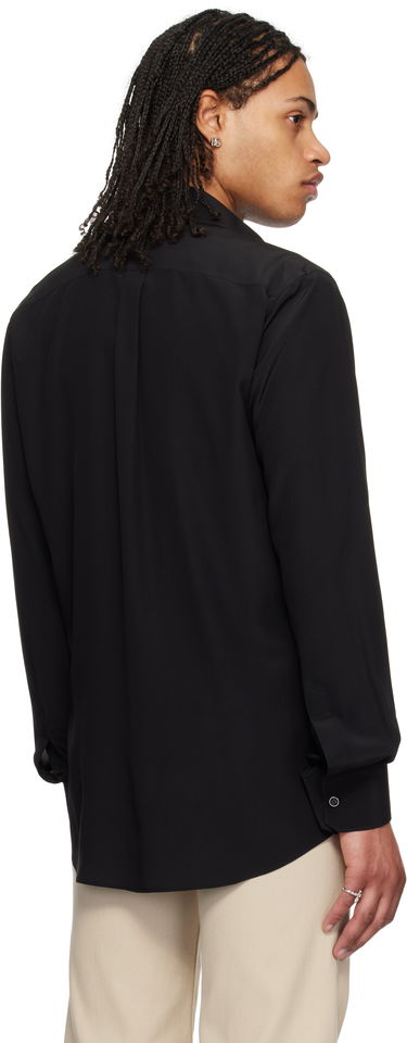 Skjorte Dolce & Gabbana Dolce&Gabbana Silk Logo Embroidered Shirt Sort | G5MO1ZFU1UQ, 2
