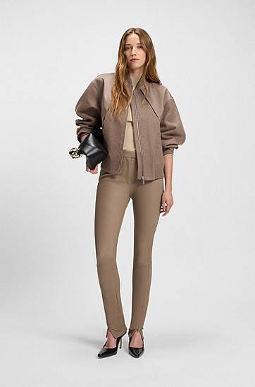 Bomberjakke BOSS BOSS Mixed-Fabric Bomber Jacket Brun | 50543411, 1