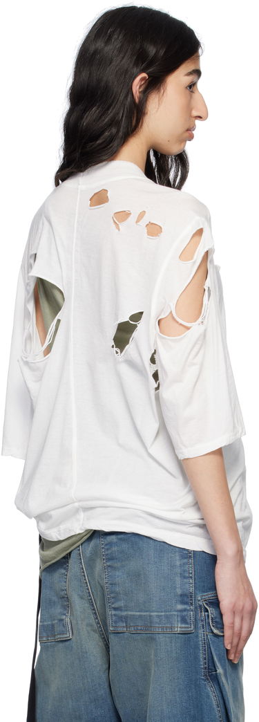 T-shirt Rick Owens Rick Owens DRKSHDW Distressed T-Shirt Hvid | DS01E3201 BHDSD, 2