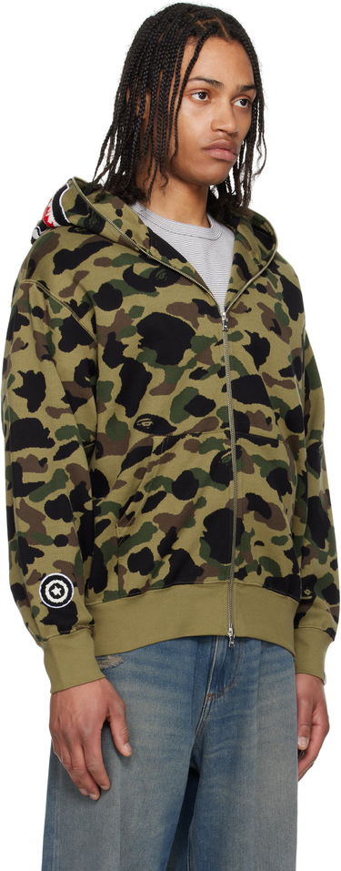 Sweatshirt BAPE A Bathing Ape 1st Camo Jacquard Shark Full Zip Hoodie Grøn | 001ZPL301304M, 1
