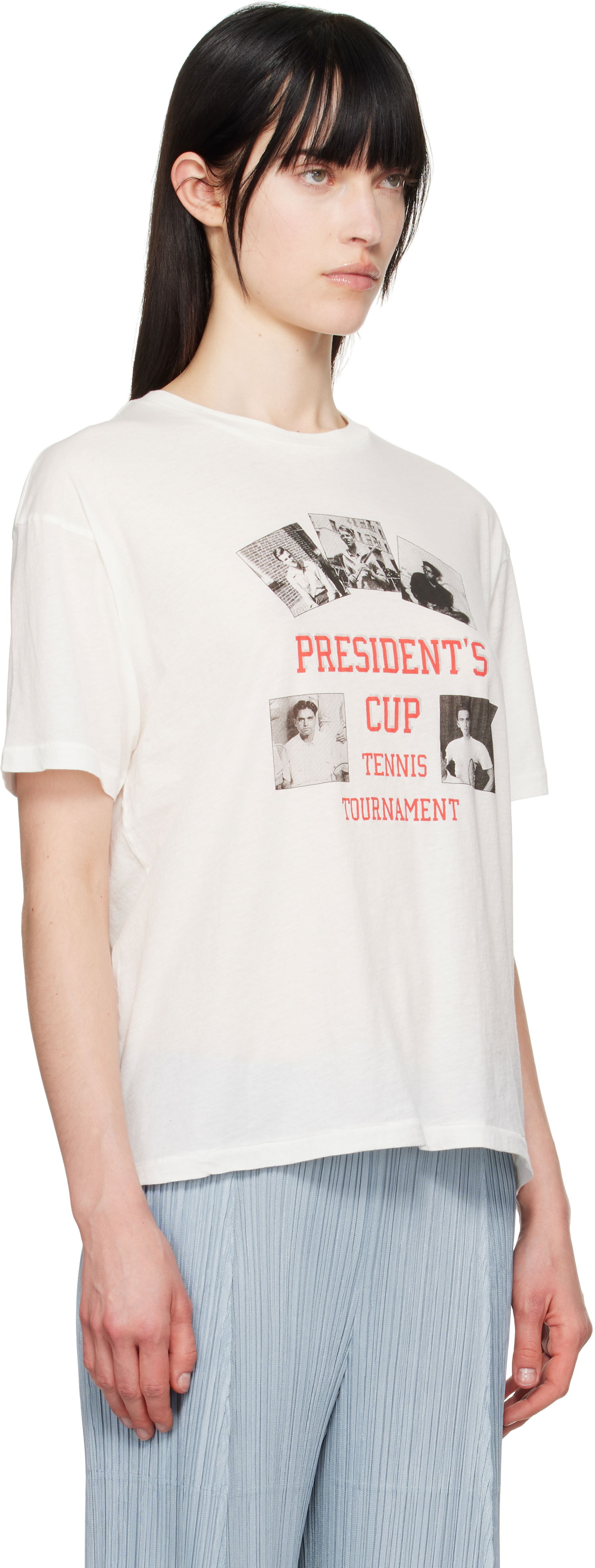 T-shirt Bode Bode 'President's Cup' Tennis Tournament Graphic T-Shirt Hvid | MRS25CS020, 1