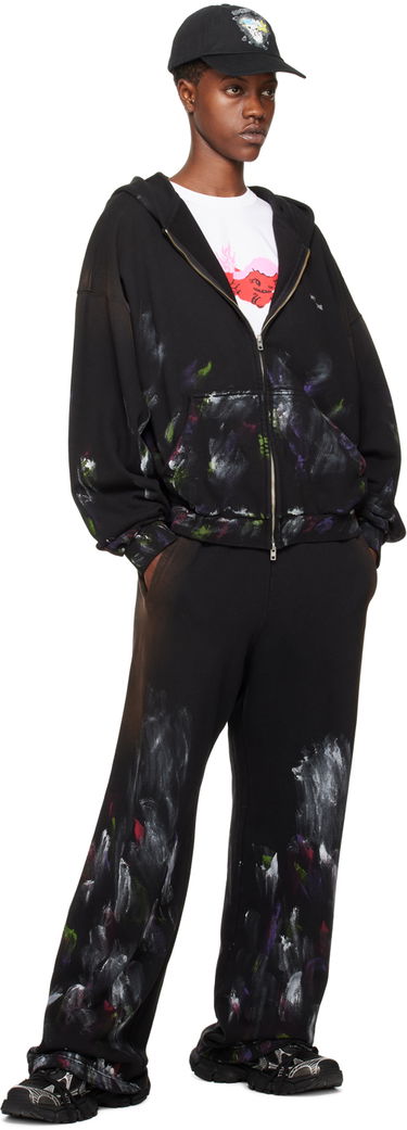 Sweatshirt We11done Painted Zip-Up Hoodie Sort | WD-TJ0-24-777-U-BK, 3