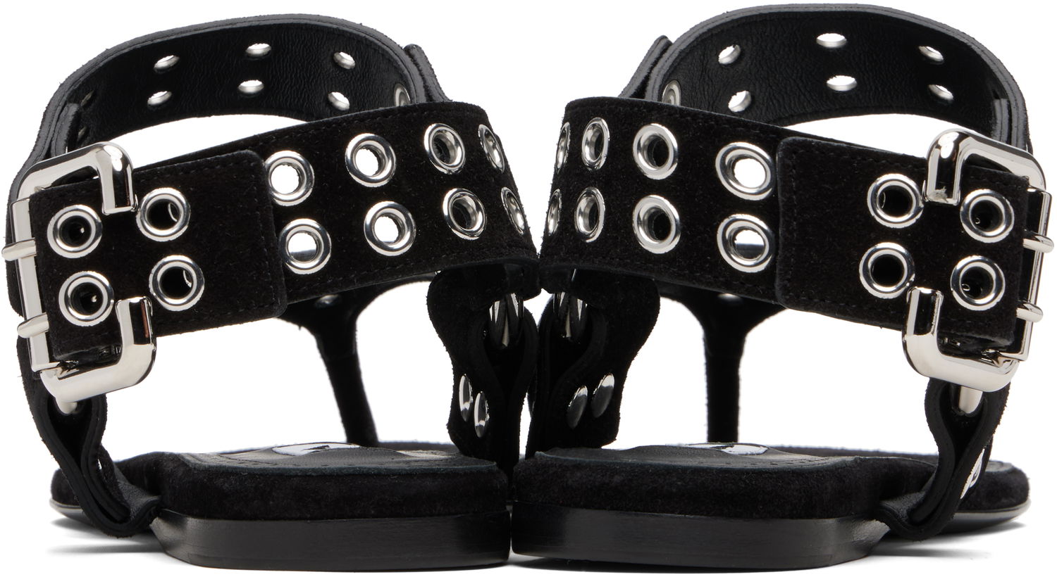 Sneakers og sko Alaïa ALAÏA Suede Calfskin Thong Sandals Sort | AA3S134CK177, 1