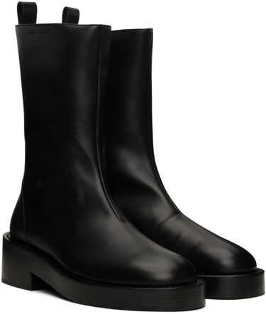 Sneakers og sko Courrèges Leather Platform Boots Sort | 323SAB012CV0021, 3