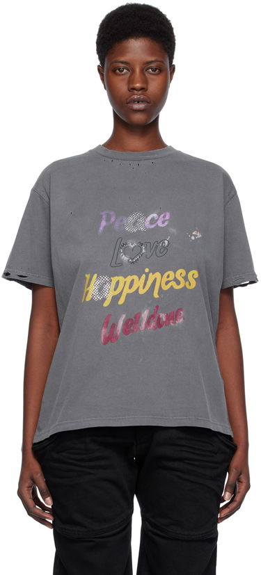 T-shirt We11done We11done Lettering Graphic T-Shirt Grå | WD-TT0-24-705-U-CH, 0