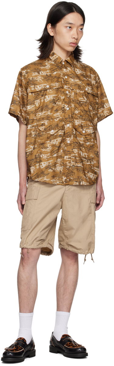 Skjorte BEAMS BEAMS PLUS Adventure II Biplane Print Shirt Brun | 3801-0122-791, 3
