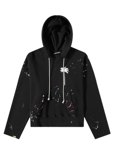 Sweatshirt Palm Angels Painted Palms Popover Hoody Sort | PMBB104S22FLE0011001