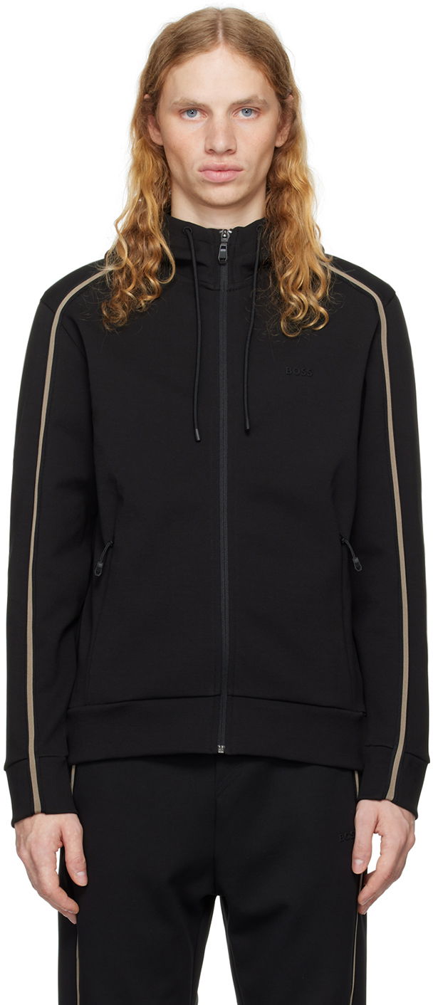 Sweatshirt BOSS Logo-Embossed Hoodie Sort | 50523912, 0