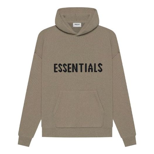 Sweater Fear of God Essentials Knit Logo Hoodie Brun | FOG-SS21-646