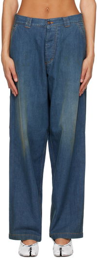 Faded Denim Wide-Leg Jeans