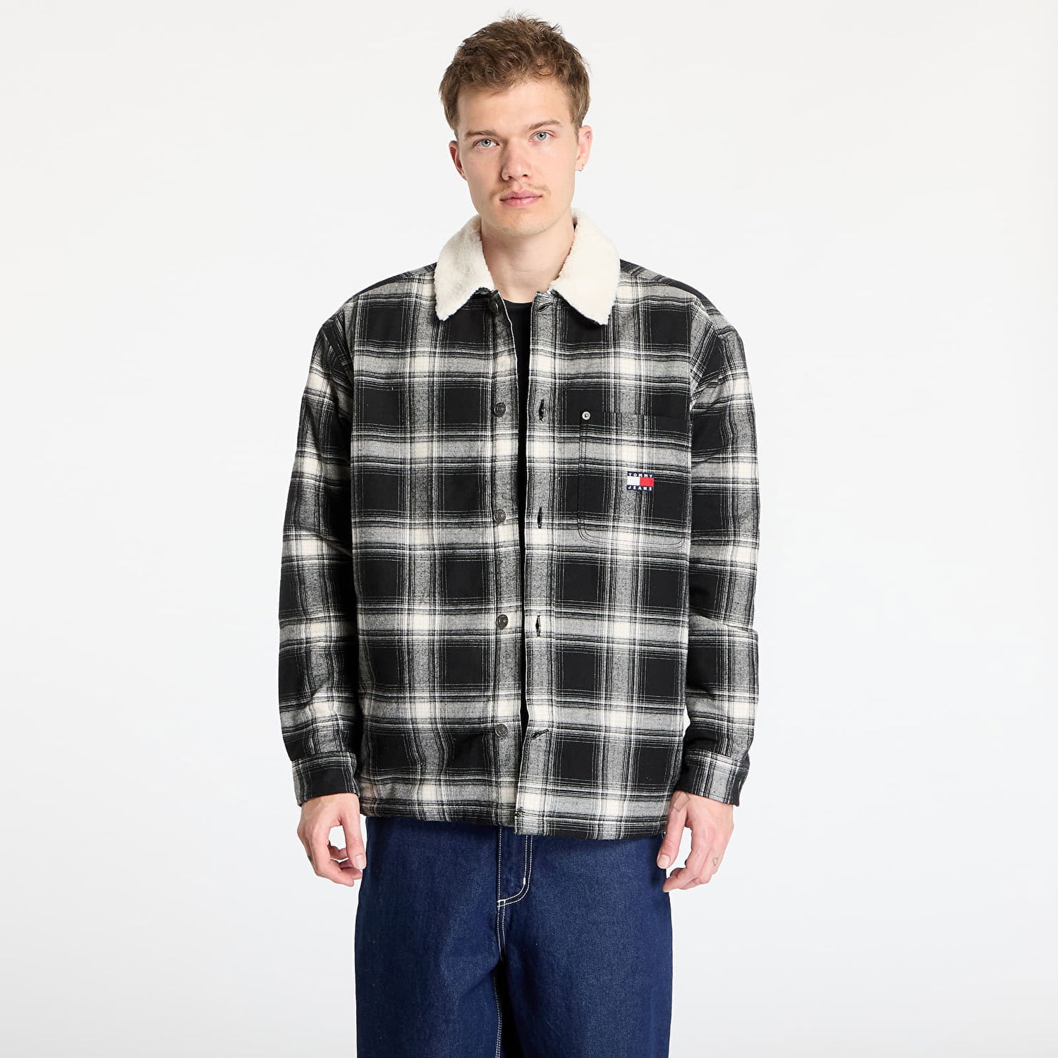 Skjorte Tommy Hilfiger Tommy Jeans Check Teddy Mix Overshirt Sort | DM0DM20241 BDS, 0