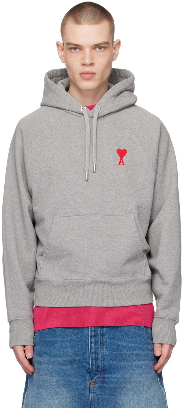 Sweatshirt AMI Hoodie Grå | USW204.747, 0
