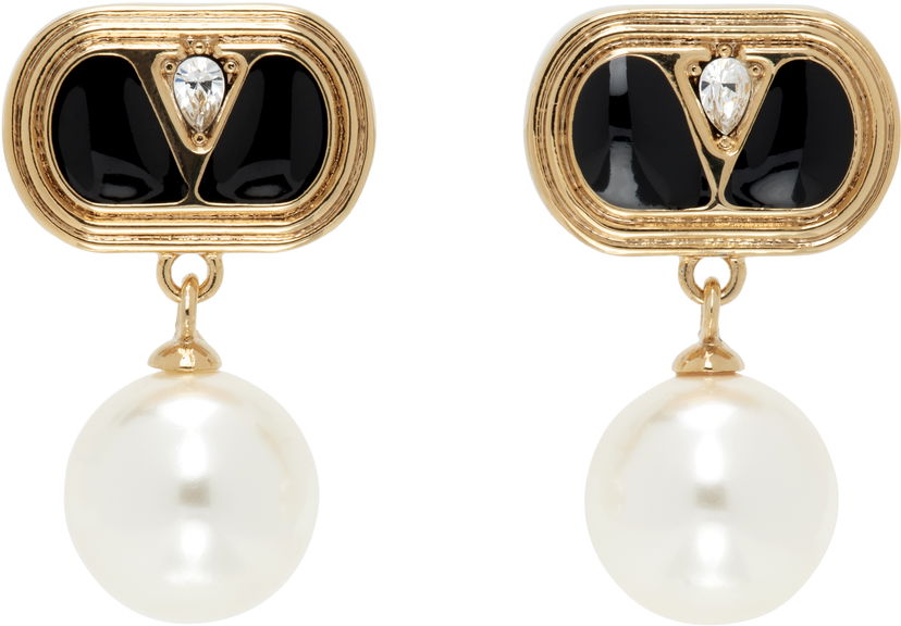 Øreringe Valentino Valentino Garavani Gold-Tone & Pearl Ovalette Earrings Hvid | 7Y2J0X91NBS
