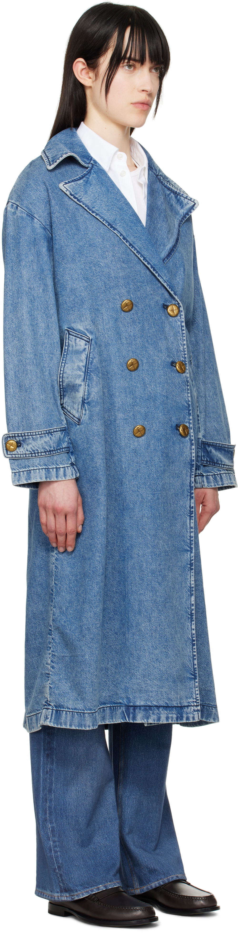 Trenchcoat rag & bone rag & bone Featherweight Alora Denim Trench Coat Blå | WDD25S1498FWBE, 1