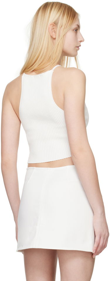 Tanktop Courrèges Halter Neck Ribbed Knit Tank Top Hvid | 124MDE074FI0001, 2