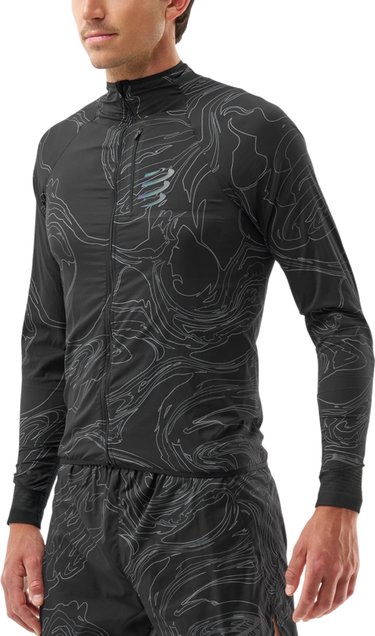 Vindjakke Compressport Hurricane Windproof Patterned Jacket Sort | ajvm11099047, 0