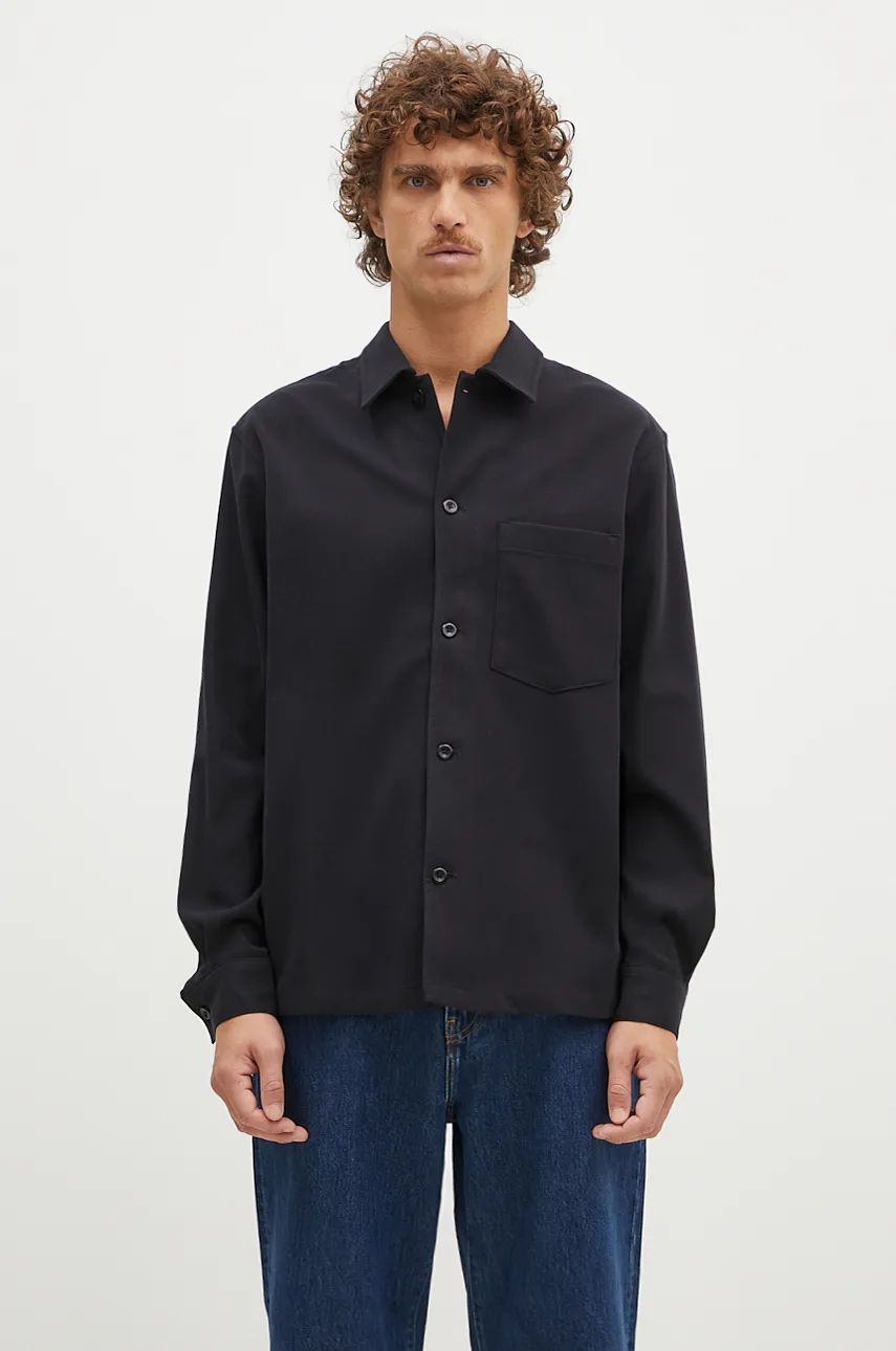 Skjorte NORSE PROJECTS LS Shirt Carsten Cotton Wool Regular Sort | N40.0806.9999, 0