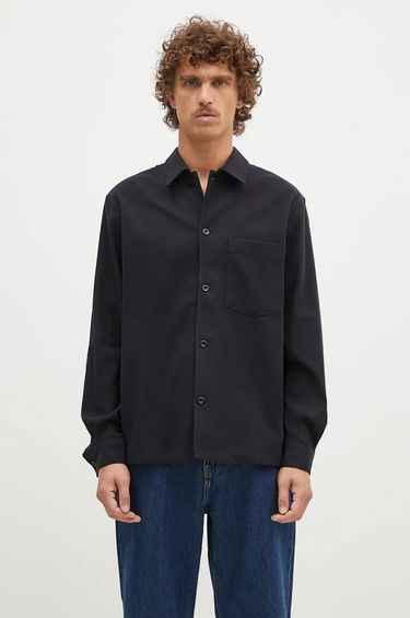 Skjorte NORSE PROJECTS LS Shirt Carsten Cotton Wool Regular Sort | N40.0806.9999, 0