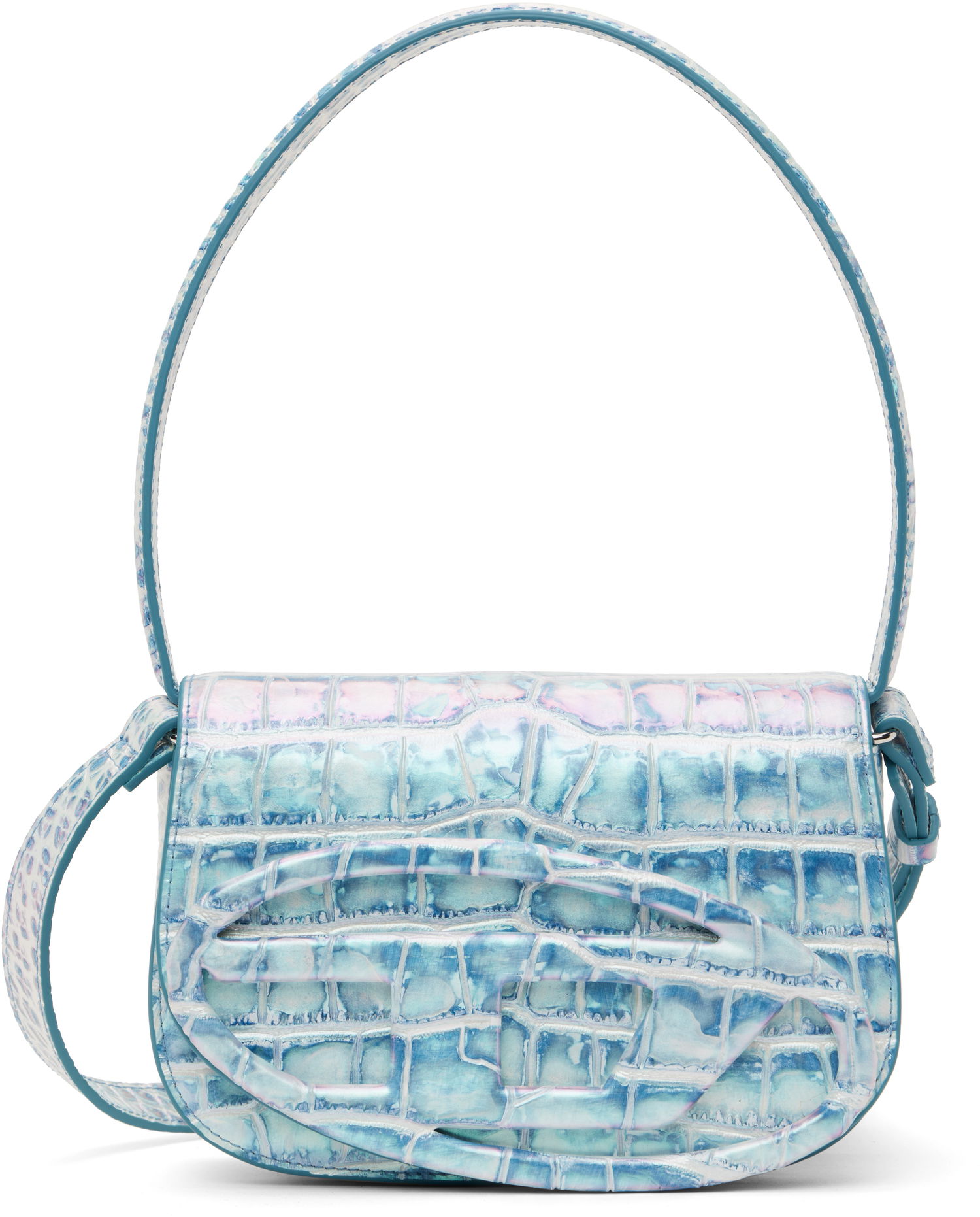Skuldertaske Diesel 1dr Crocodile-Embossed Shoulder Bag Blå | X08396 P8247, 0