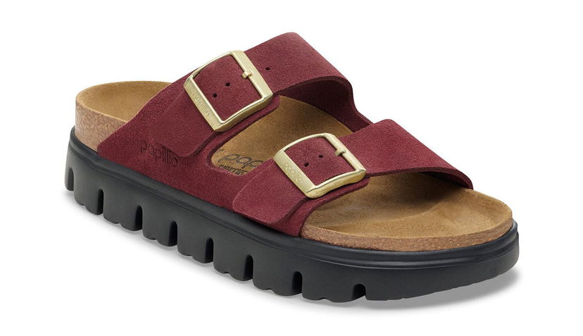 Sneakers og sko Birkenstock Arizona Platform Suede Leather Narrow Fit Sandals Bourgogne | 1030581