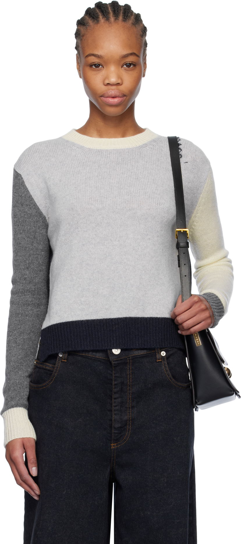 Sweater Marni Marni Color Block Cashmere Sweater Grå | GCMD0585Q0 UFX385