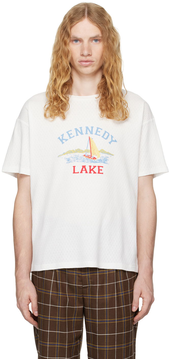 T-shirt Bode Kennedy Lake Graphic Print T-Shirt Hvid | MRF24CS010, 0