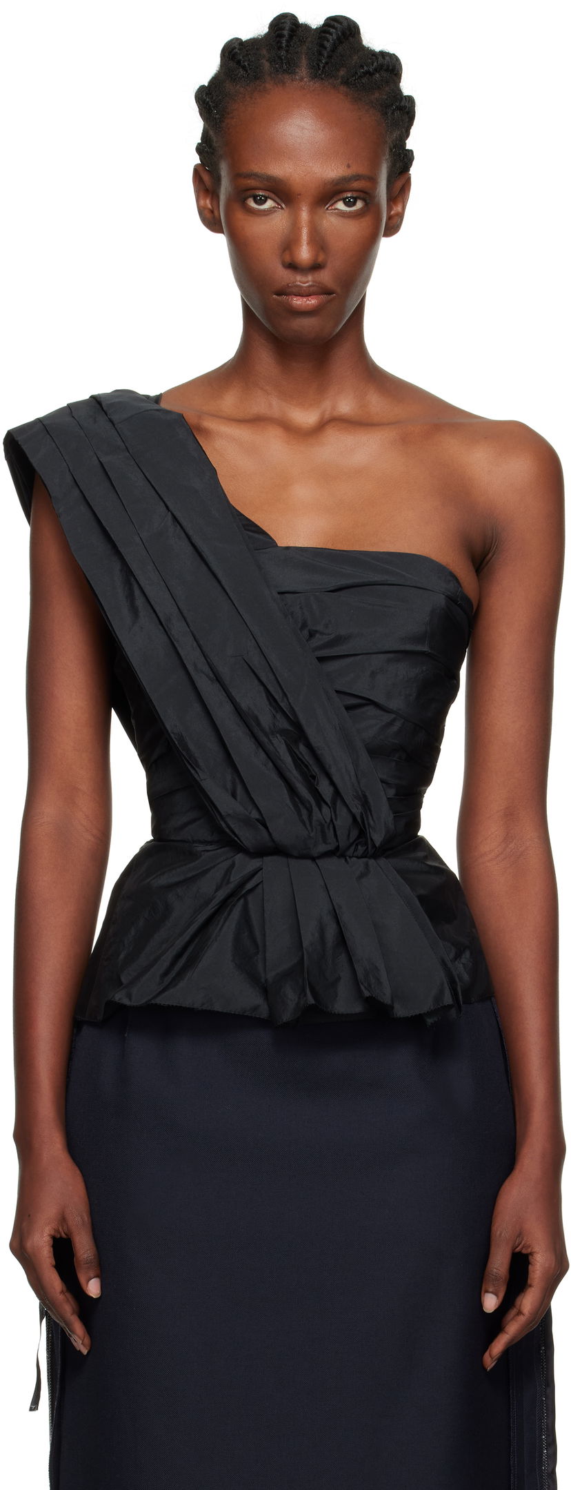 T-shirts og tank tops Maison Margiela Maison Margiela Pleated One-Shoulder Top Sort | S51NC0629 M35350