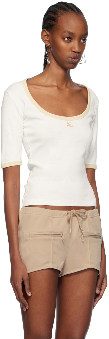 T-shirt Courrèges Slim Scoop Neck T-Shirt Hvid | 124JTS116JS0070, 1