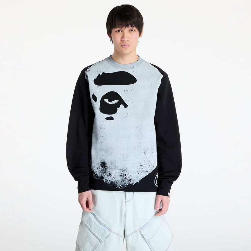 Sweatshirt BAPE A BATHING APE Ape Head Over Print Crewneck Sweatshirt Sort | 001SWK801006M BLK