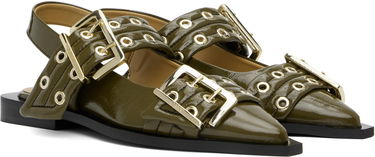 Skopleje GANNI GANNI Buckle Flats Grøn | S2872, 3