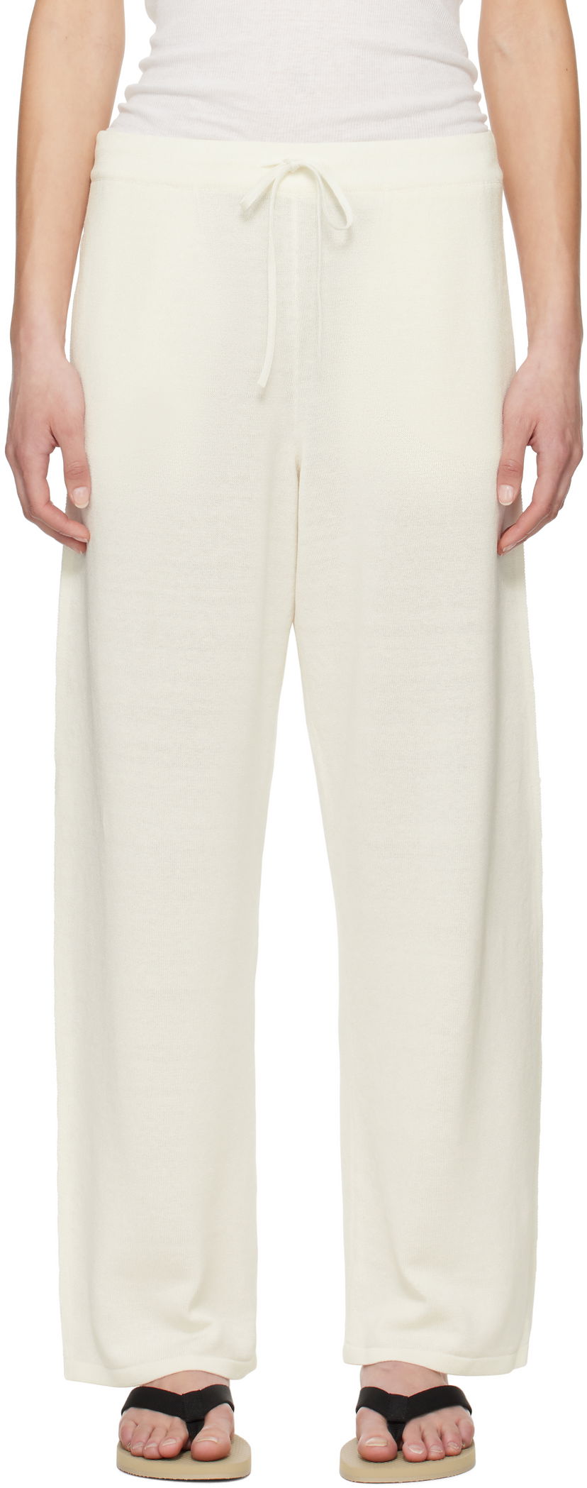 Joggingbukser The Row The Row Jory Knitted Drawstring Trousers Hvid | 8809-Y889