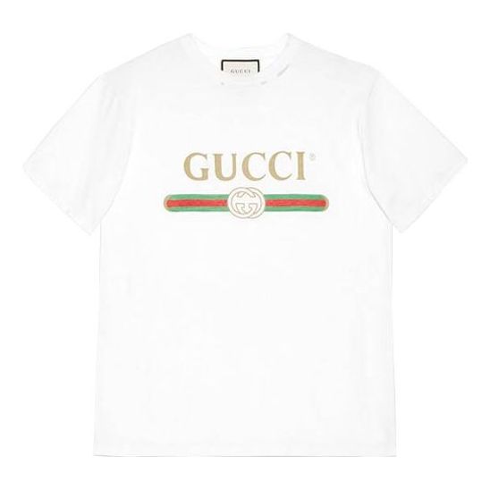 T-shirt Gucci Gucci Short Sleeve T-Shirt with Large Logo Hvid | 457095-X5L89-9234, 0