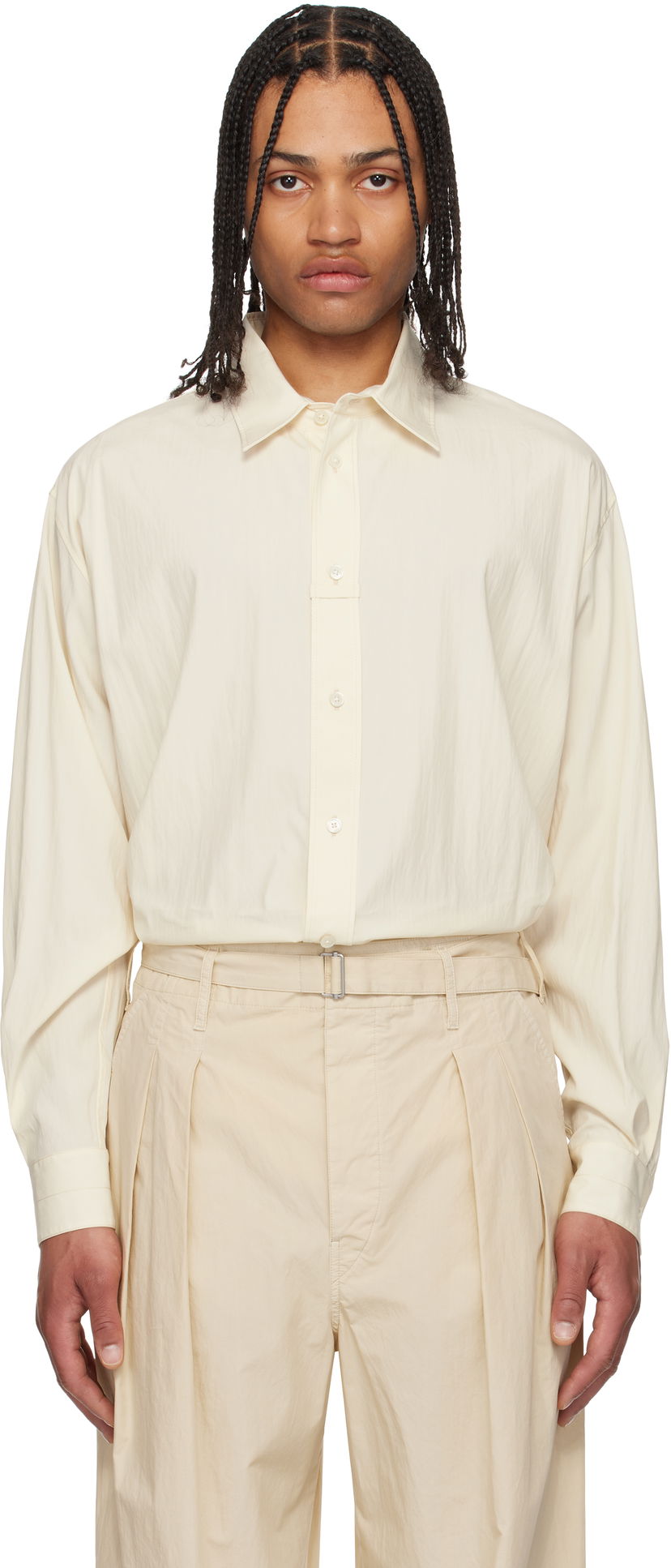 Skjorte LEMAIRE Lemaire Loop Button-Up Shirt Beige | SH1169 LF1370