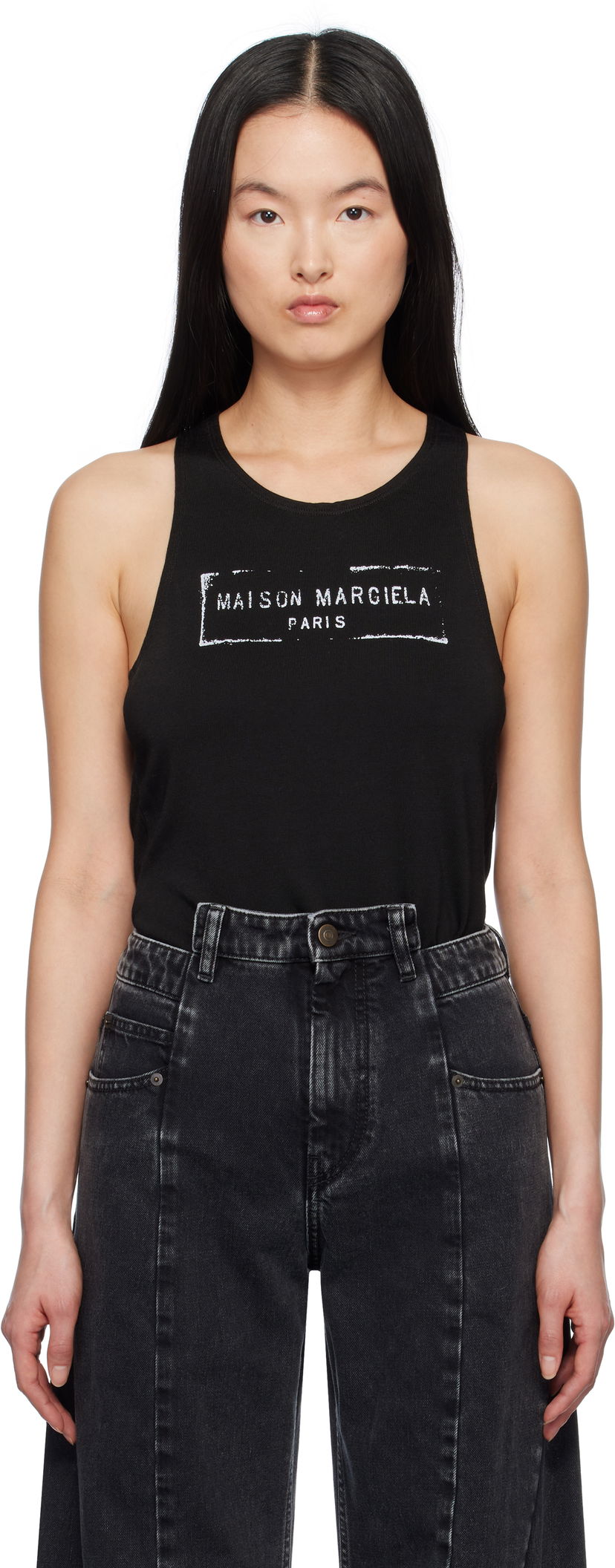 Tanktop Maison Margiela Maison Margiela Logo Tank Top Sort | S51NL0048 S24522