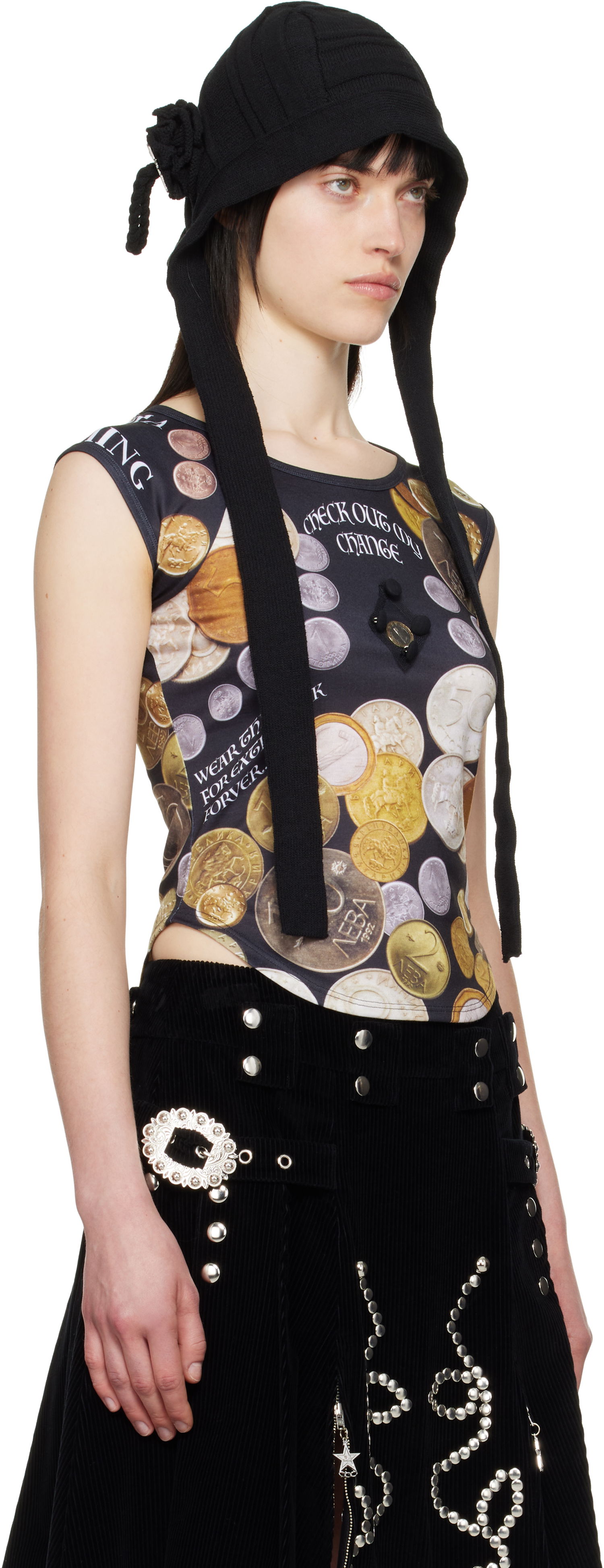 Nederdel Chopova Lowena Chopova Lowena Angelica Coin Print Short Sleeve Top Sort | 2302, 1