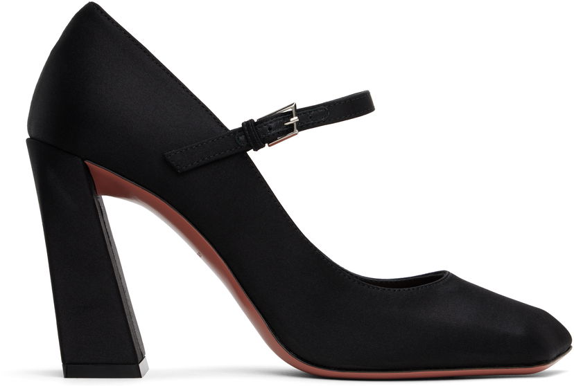 Sneakers og sko Amina Muaddi Charlotte Mary Jane Heels Sort | CHARLOTTE MARY JANE SATIN