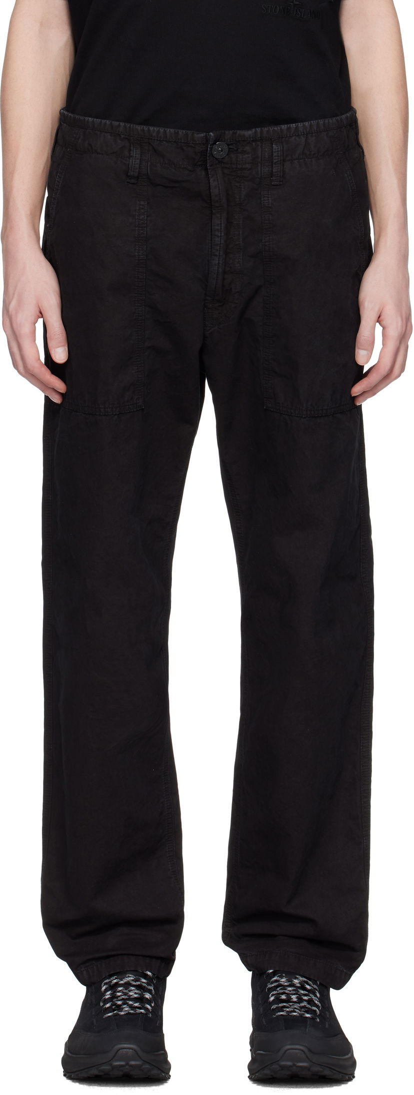 Cargo bukser Stone Island Stone Island Brushed Organic Cotton Canvas Old Effect Trousers Sort | K1S15 3100023 S00WA