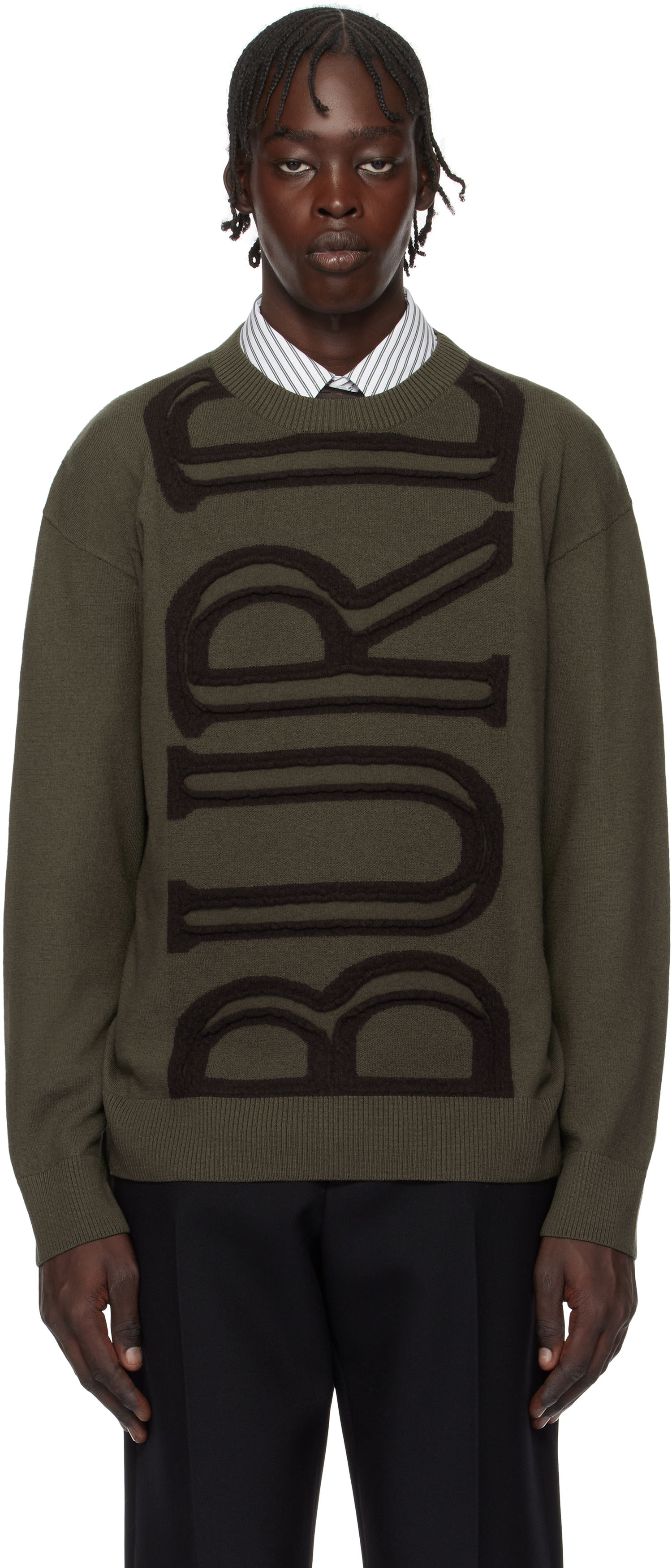 Sweater Burberry Wool Logo Sweater Grøn | 8101719, 0