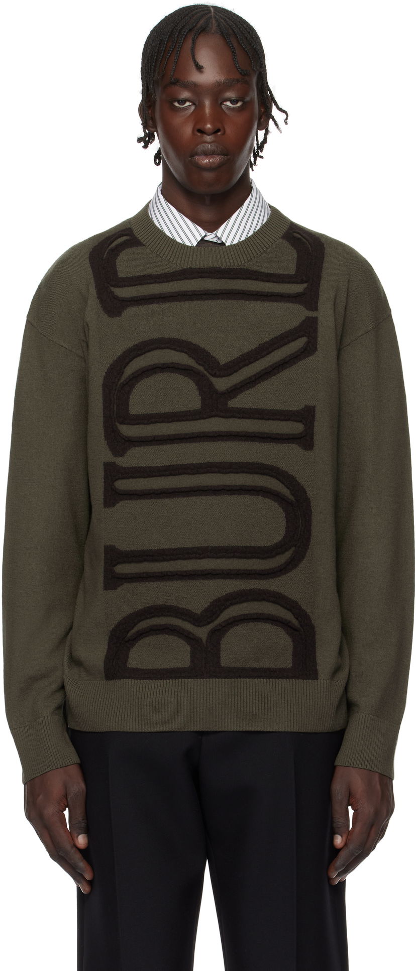 Sweater Burberry Wool Logo Sweater Grøn | 8101719