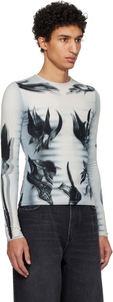 T-shirt Jean Paul Gaultier Jean Paul Gaultier Flower Body Morphing Long Sleeve T-Shirt Hvid | 25/33-F-TO264-T581-010200, 1