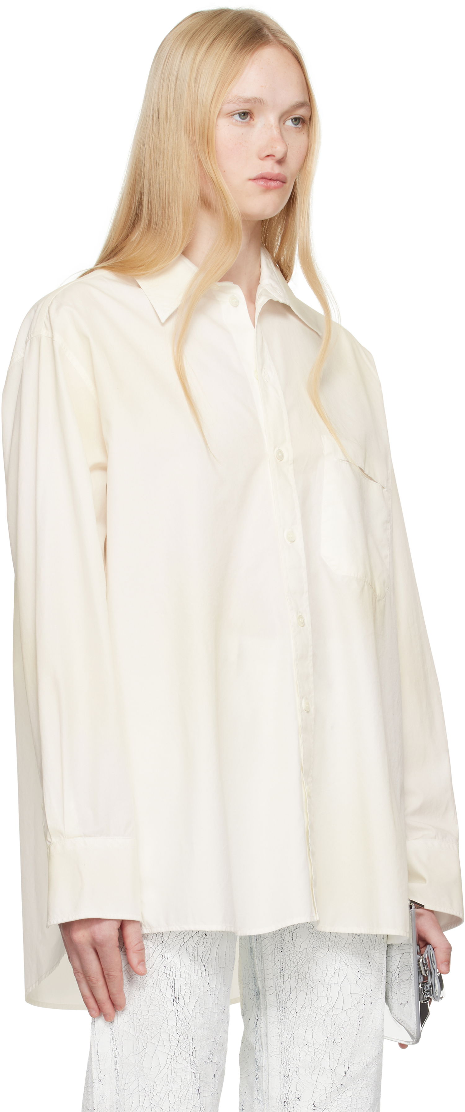Skjorte Maison Margiela MM6 Maison Margiela Cotton Poplin Long Sleeve Shirt Hvid | S62DT0035 M35458, 1