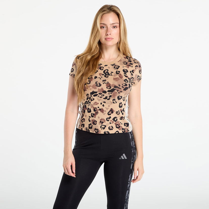 T-shirt adidas Performance adidas Animal Print 3-Stripes T-Shirt Beige | JM1853