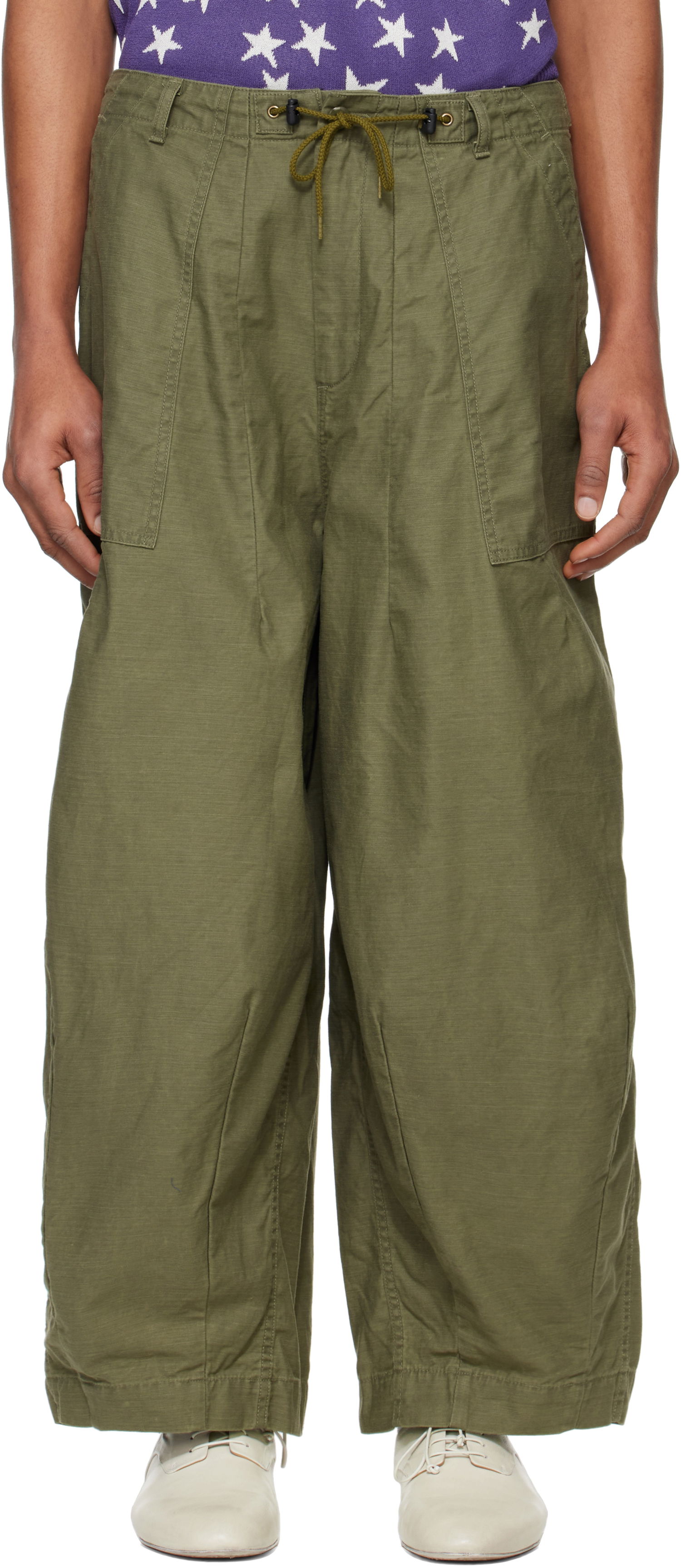 Cargo bukser Needles NEEDLES H.D. Wide-Leg Trousers Grøn | QV153, 0